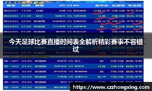今天足球比赛直播时间表全解析精彩赛事不容错过